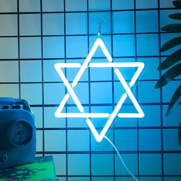 Star of David Neon Sign Hanukkah LED Wall Decor Jewish Light for Home Gift - Picture 4 of 8